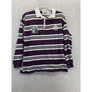 Rugby Nations Youth Rugby Scotland Size XL Purple Striped Long Sleeve Polo